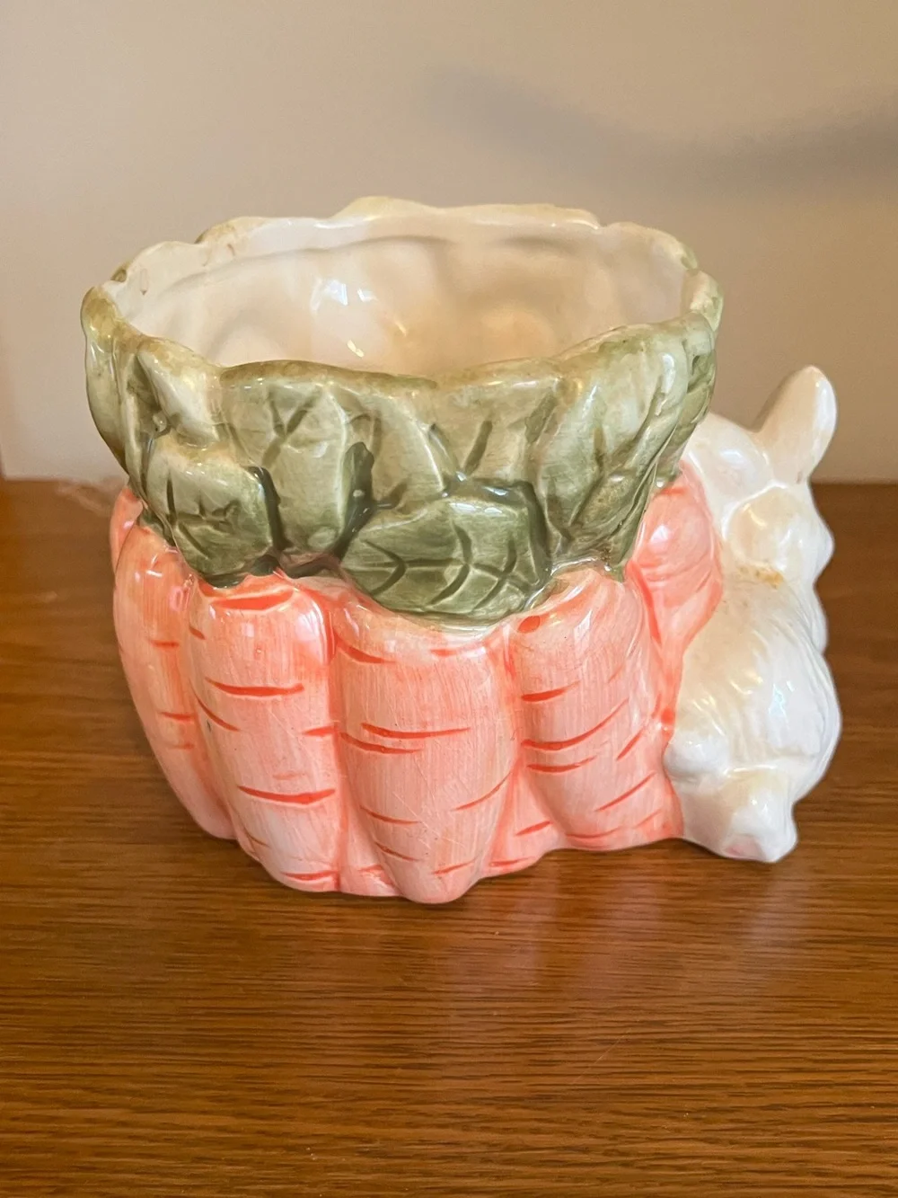 Vintage Ceramic Bunny and Carrot Flower Pot